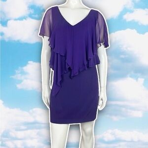 JAYGODFREY Silk Organza Sheer Asymmetrical Layered Dress Formal Wedding Guest